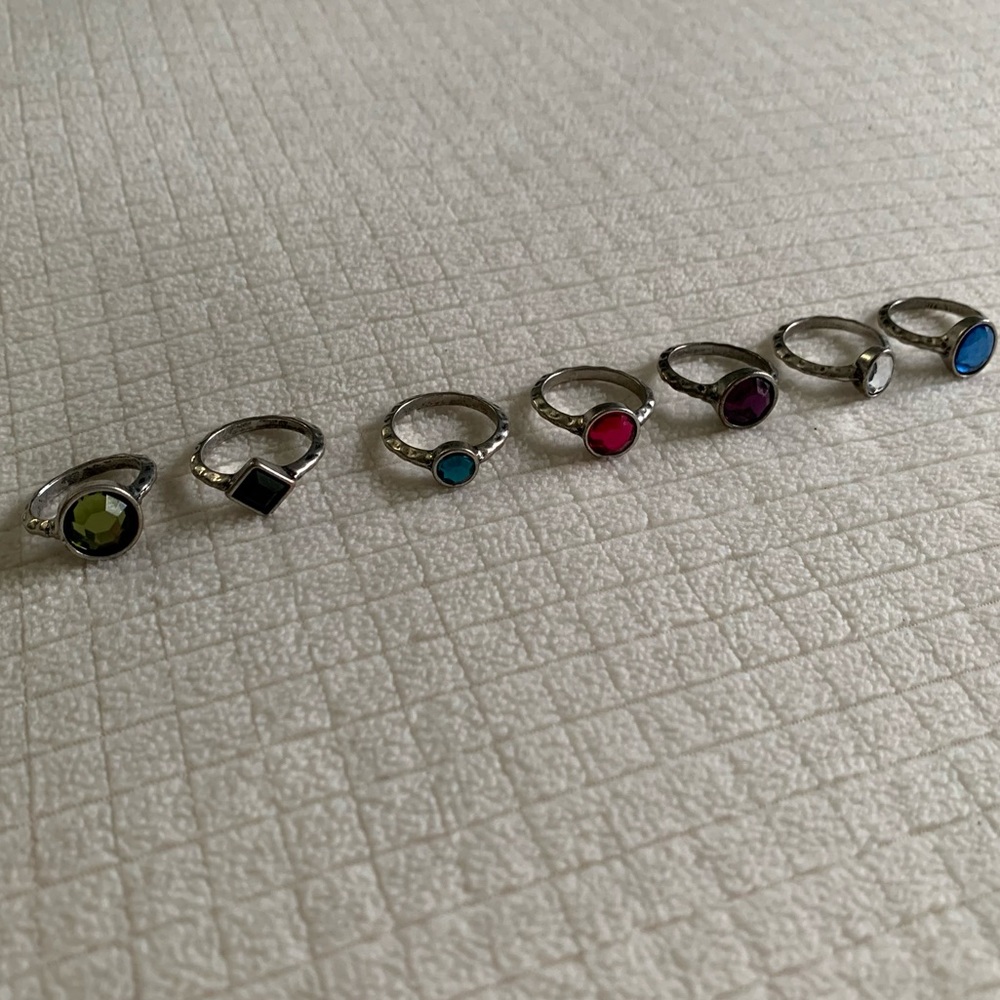 Multi-Color Crystal Stackable Ring Set - Women Jewelry Rings - Picture 4 of 14